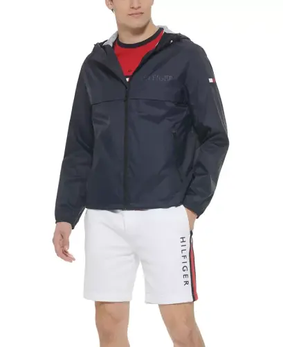 Men's Stretch Hooded Zip-Front Rain Jacket - 3