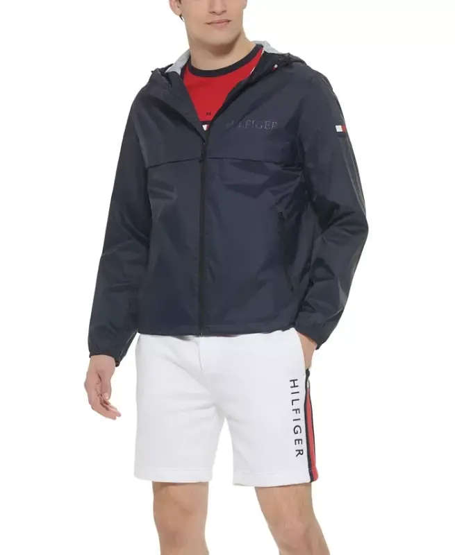 Men's Stretch Hooded Zip-Front Rain Jacket - 3