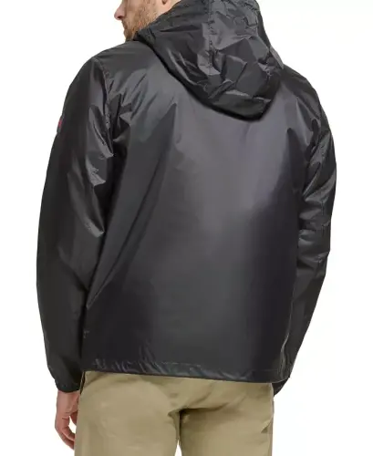 Men's Stretch Hooded Zip-Front Rain Jacket - Black - TOMMY HILFIGER (1)
