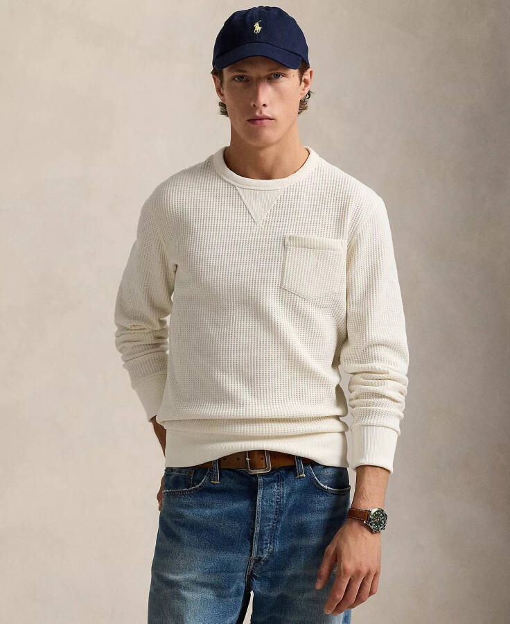 Men's Stretch Waffle-Knit Sweatshirt White - 1