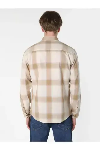 Men's striped beige long sleeve shirt, regular fit. Cl1062628 - COLIN’S (1)