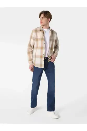 Men's striped beige long sleeve shirt, regular fit. Cl1062628 - 3