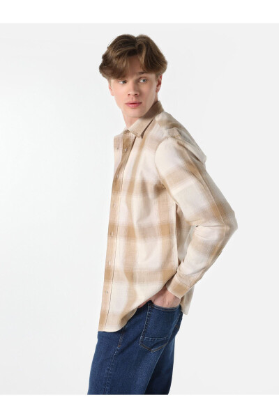 Men's striped beige long sleeve shirt, regular fit. Cl1062628 - 1