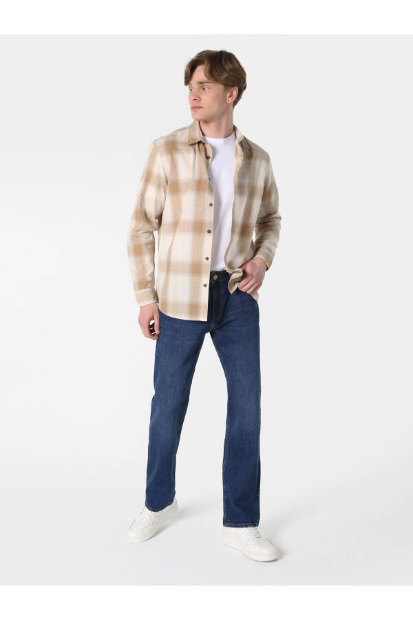 Men's striped beige long sleeve shirt, regular fit. Cl1062628 - 3