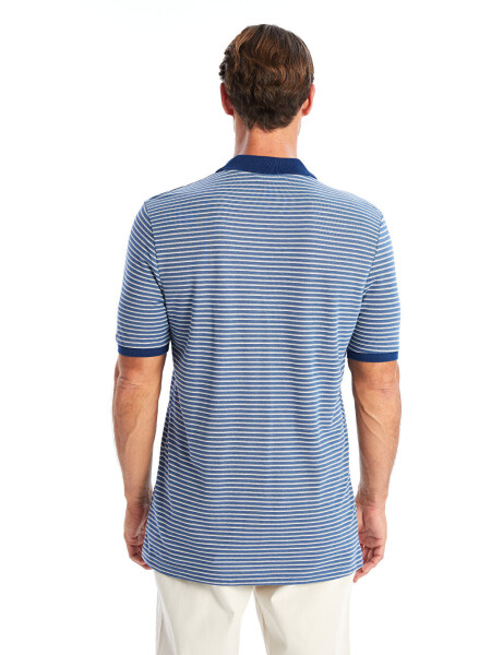 Men's Striped Piqué Polo Shirt with Short Sleeves - 10