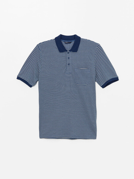 Men's Striped Piqué Polo Shirt with Short Sleeves - 11