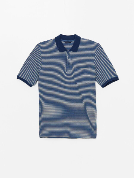 Men's Striped Piqué Polo Shirt with Short Sleeves - 5