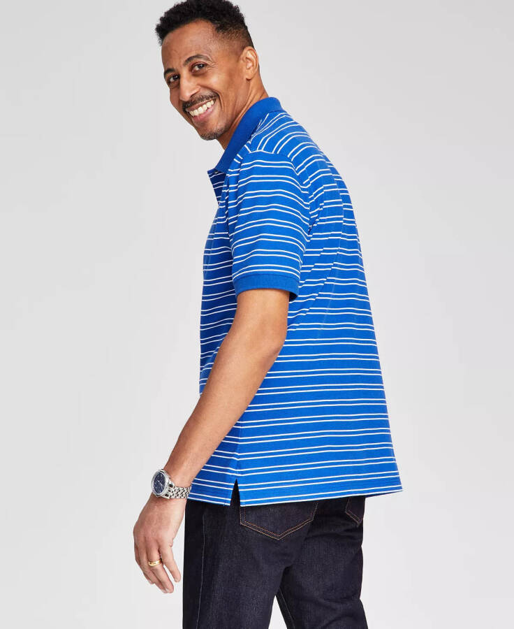 Men's Striped Short-Sleeve Polo Shirt, Created for Modazone Royal Blue - 4