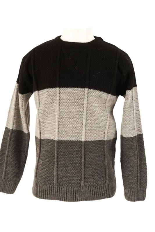 Men's Striped Sweater - Gray - 1