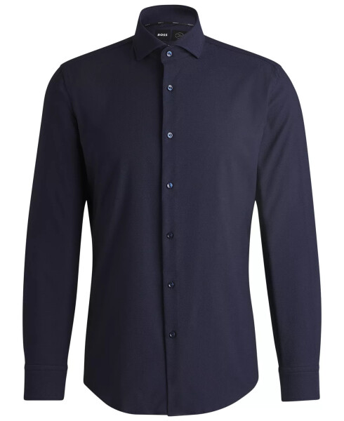 Men's Structured Performance Slim-Fit Dress Shirt Dark Blue - 2