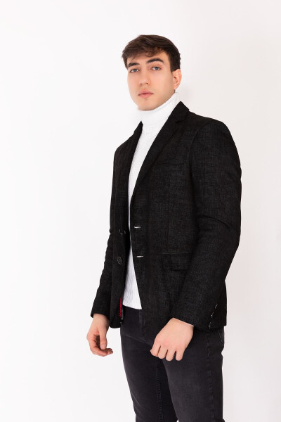 Men's Suede Blazer Suede Black Jacket - 2