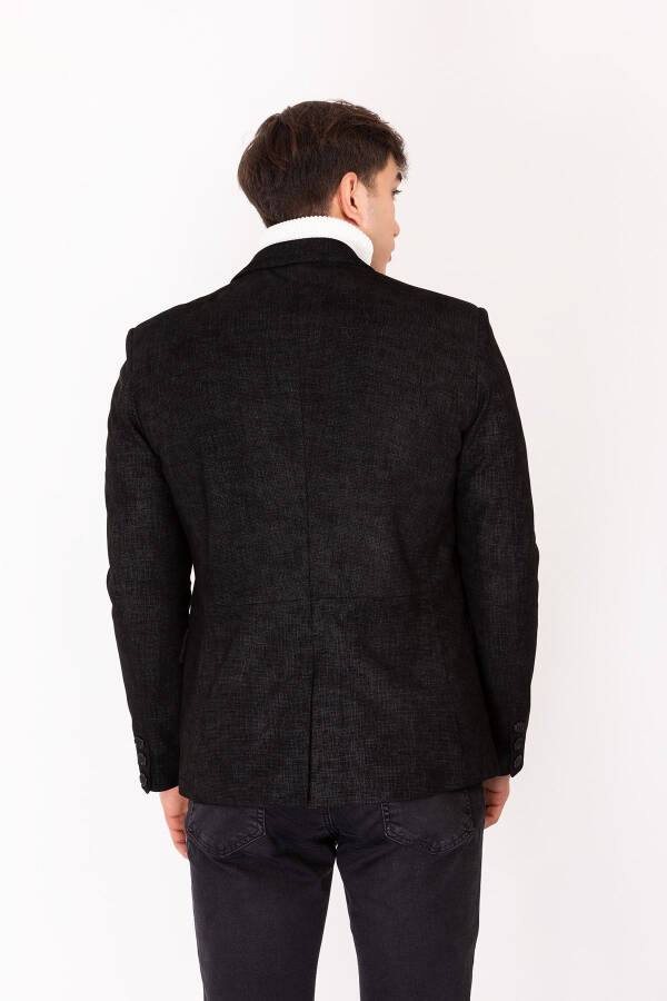 Men's Suede Blazer Suede Black Jacket - 3