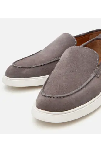 Men's Suede Leather Anthracite Loafer-ANTHRACITE - 3