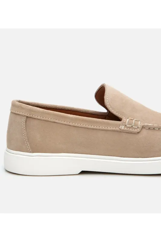 Men's Suede Leather Beige Loafer - 3