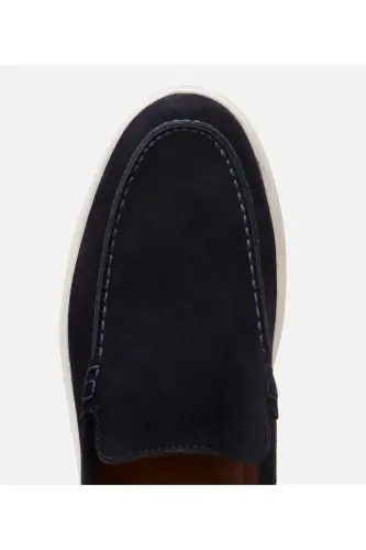 Men's Suede Leather Navy Loafer - 4