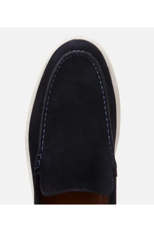 Men's Suede Leather Navy Loafer - 4