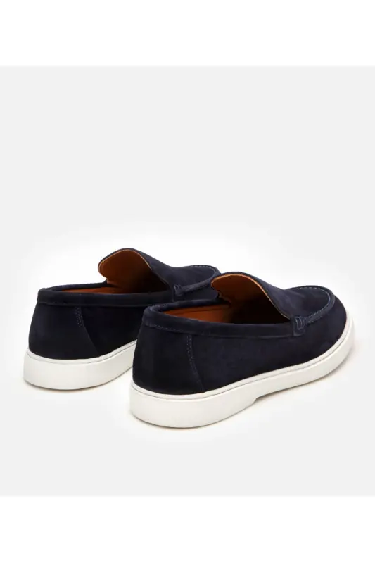 Men's Suede Leather Navy Loafer - 5