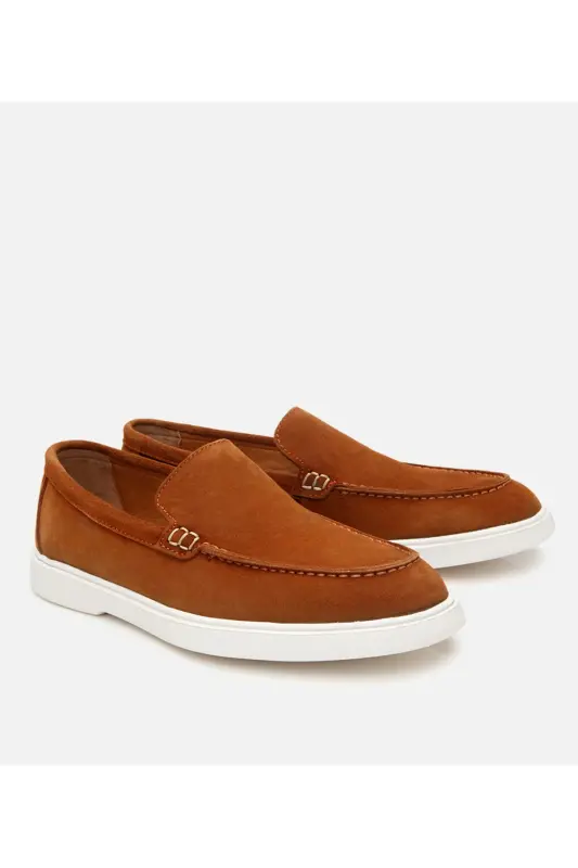 Men's Suede Leather Tan Loafer - 2