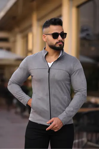 Men's Suede Thin Seasonal Jacket-GRAY - BASEL.CO (1)