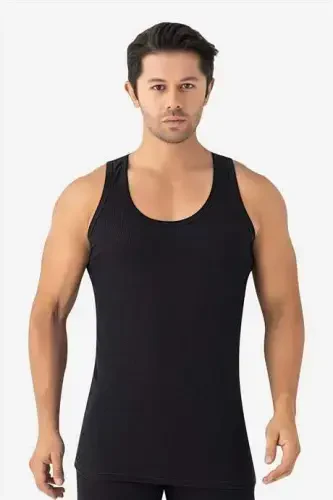 Men's Summer Mesh Tank Top Black Cotton 3-Pack - BÜYÜKBEDENIZ (1)