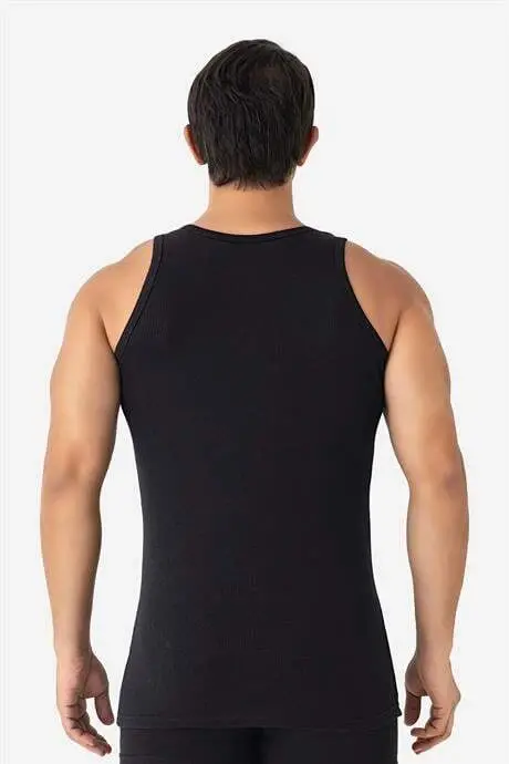 Men's Summer Mesh Tank Top Black Cotton 3-Pack - 4