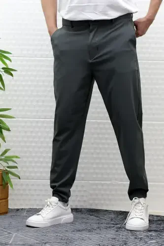 Men's Summer Parachute Fabric Full Lycra Trousers-Anthracite - 4
