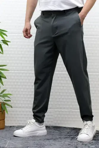 Men's Summer Parachute Fabric Full Lycra Trousers-Anthracite - 5