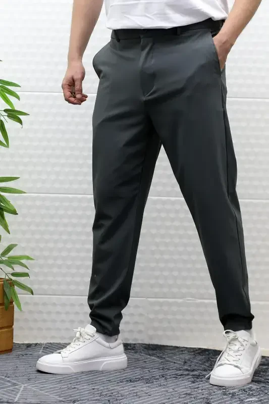 Men's Summer Parachute Fabric Full Lycra Trousers-Anthracite - 5