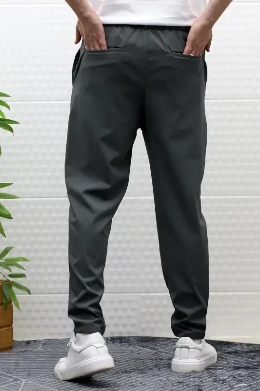 Men's Summer Parachute Fabric Full Lycra Trousers-Anthracite - 8