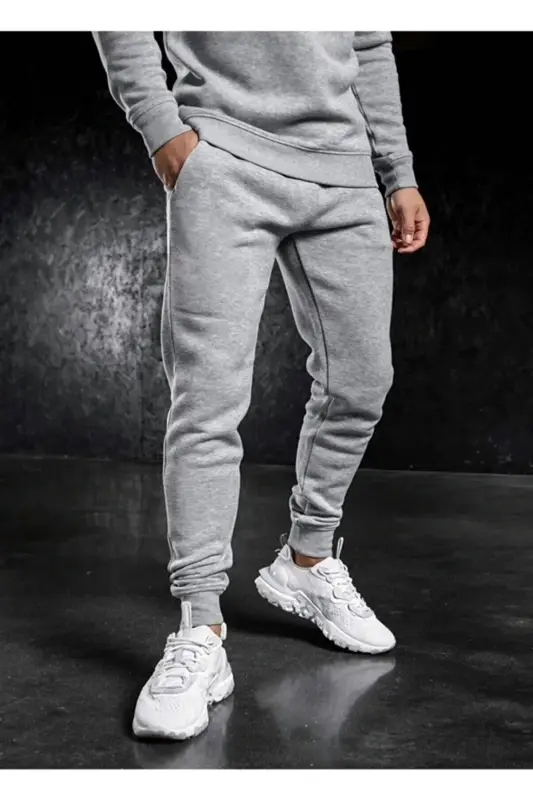 Men's Summer Slim Fit Jogger Pants Grey Cotton - 10