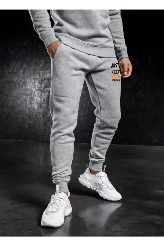 Men's Summer Slim Fit Jogger Pants Grey Cotton - 3