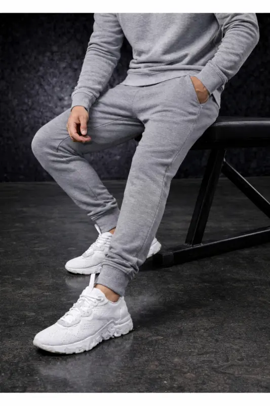 Men's Summer Slim Fit Jogger Pants Grey Cotton - 3