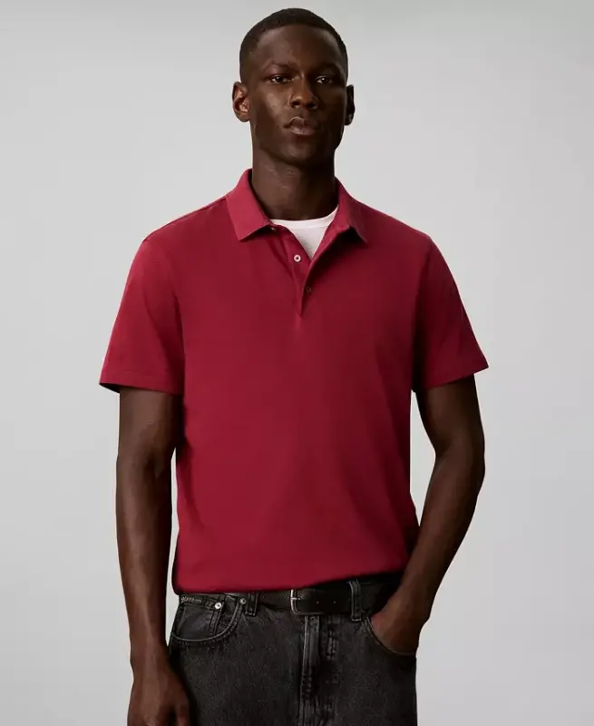 Men's Supima Short-Sleeve Polo Shirt - Rhododendron - CALVIN KLEIN