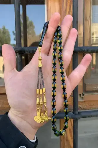 Men's Surmeli Dust Amber Rosary Dgn1173-Yellow Green - 1