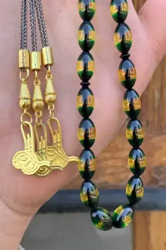 Men's Surmeli Dust Amber Rosary Dgn1173-Yellow Green - TESBIH DÜNYASI (1)