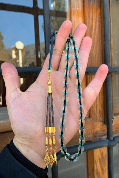 Men's Surmeli Dust Amber Rosary-Light Blue - TESBIH DÜNYASI