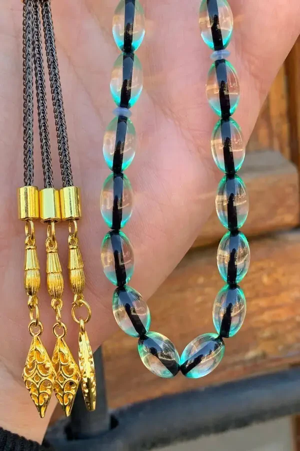 Men's Surmeli Dust Amber Rosary-Light Blue - 3