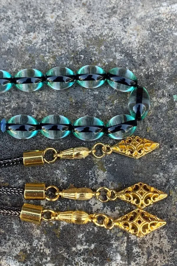 Men's Surmeli Dust Amber Rosary-Light Blue - 5