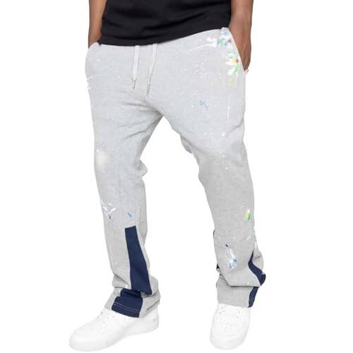 Mens Sweat Pants Fashion Cinch Bottom Oversized Jogger with Pockets Heavy Weight Works Cargos Track Pants - 1