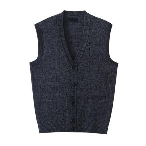 Mens Sweater Vest Plaid Button Up Fall Cardigan V Neck Sleeveless Fashion Casual Knit Jumper Tops Loose Sweaters with Pocket - 1