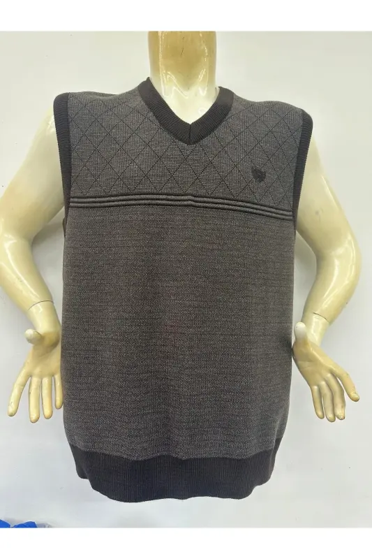 Men's sweater with straight stripes-Brown - INTERN KAZAK