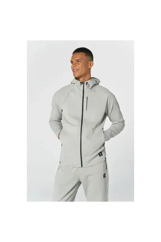 Men's Sweatshirt Gray 921647-2006 Modazonelt-mt Interval Zip Hoodie - HUMMEL
