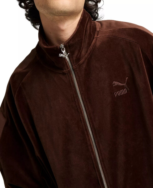 Men's T7 Oversized Velour Track Jacket Brown - 1