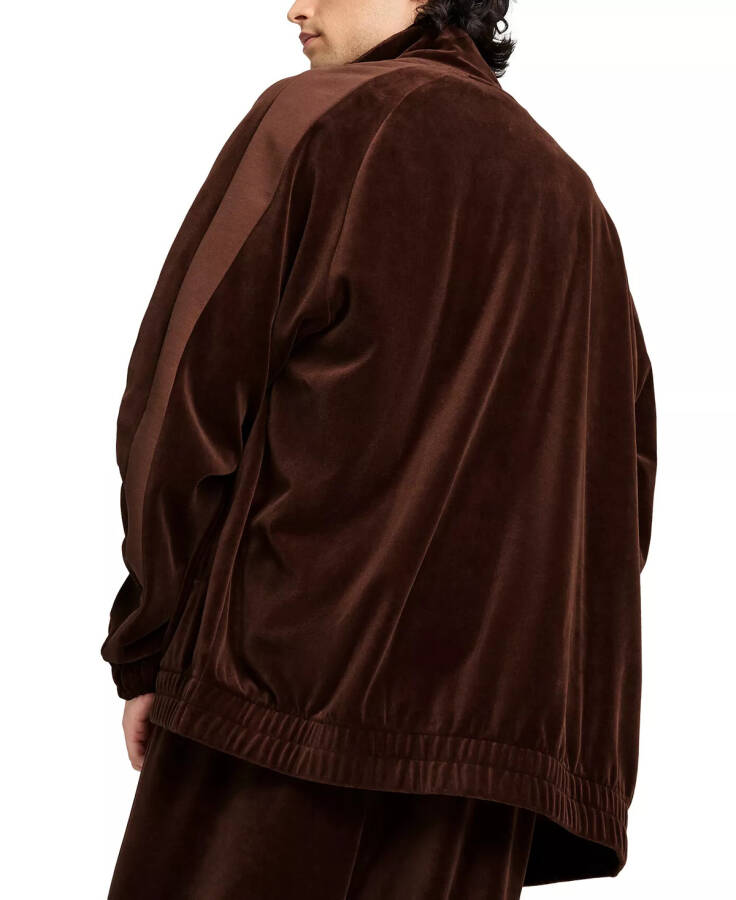 Men's T7 Oversized Velour Track Jacket Brown - 2