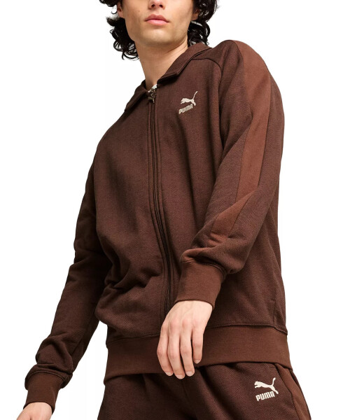 Men's T7 Oversized Velour Track Jacket Brown - 1