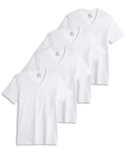 Men's Tagless 3-Pack V-Neck Undershirts + 1 Bonus Shirt, Created for Modazone-White - 1