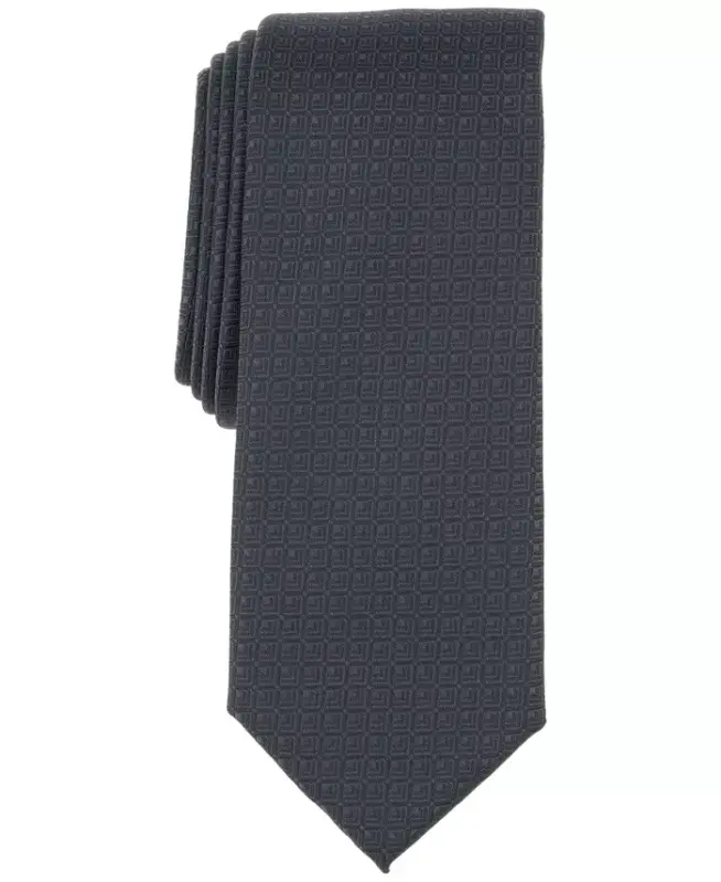 Men's Tahoe Geo-Pattern Tie, Exclusively at Modazone - Black - 1