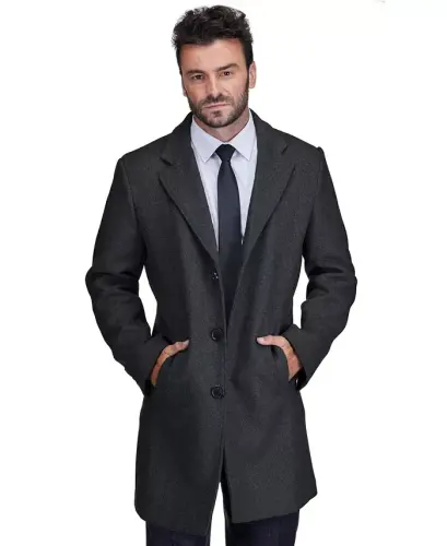 Men's Tailored Wool Blend Notch Collar Wool Blend Walker Car Coat - 3