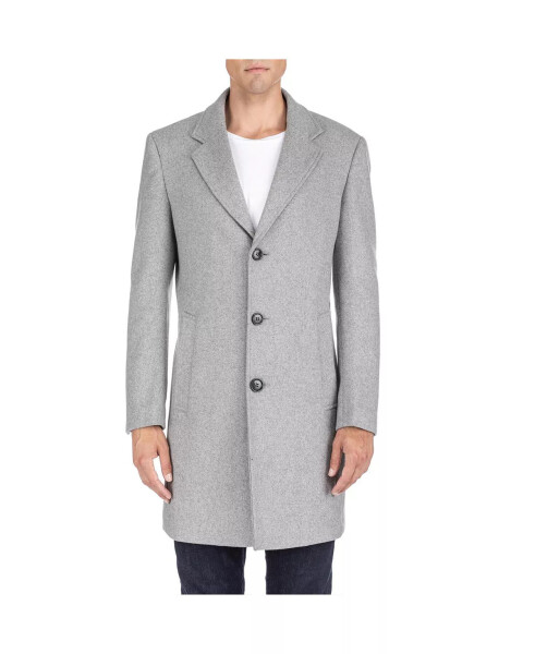 Men's Tailored Wool Blend Notch Collar Wool Blend Walker Car Coat Light grey - 1