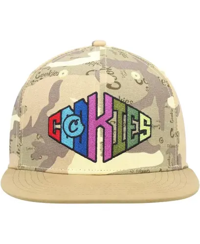 Men's Tan, Camo Across the Board Snapback Hat-Tan, Camo - 3